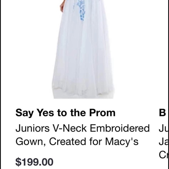 White ball gown with blue embroidery - Picture 2 of 5